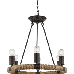 Suspension Globo Ulleu Noir, 6 Lumieres