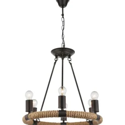 Suspension Globo Ulleu Noir, 6 Lumieres