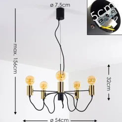 Suspension Gnarp Noir Dore, 5 Lumieres