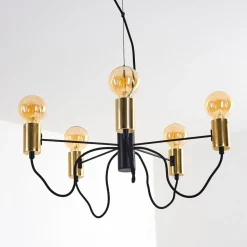 Suspension Gnarp Noir Dore, 5 Lumieres