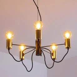 Suspension Gnarp Noir Dore, 5 Lumieres