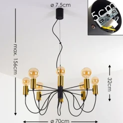 Suspension Gnarp Noir Dore, 8 Lumieres