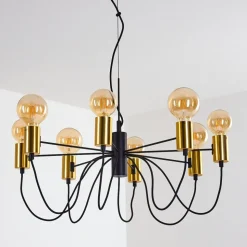 Suspension Gnarp Noir Dore, 8 Lumieres