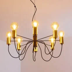 Suspension Gnarp Noir Dore, 8 Lumieres
