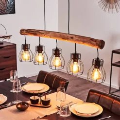 Suspension Gondo Brun, Noir, 5 Lumieres