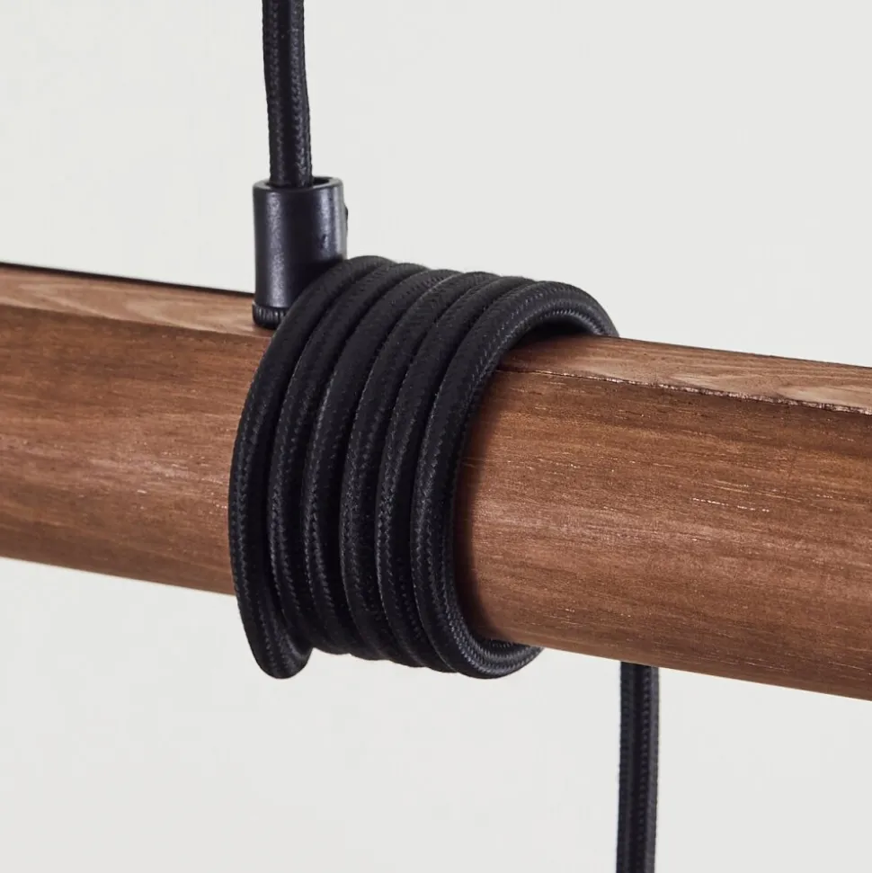 Suspension Hunouri Bois Fonce, Noir, 4 Lumieres