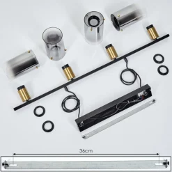 Suspension Hunouri Noir, 4 Lumieres