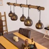 Suspension Imana Bois Clair, Noir, 5 Lumieres