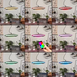Suspension Ittingen Led Noir, 1 Lumiere, Changeur De Couleurs