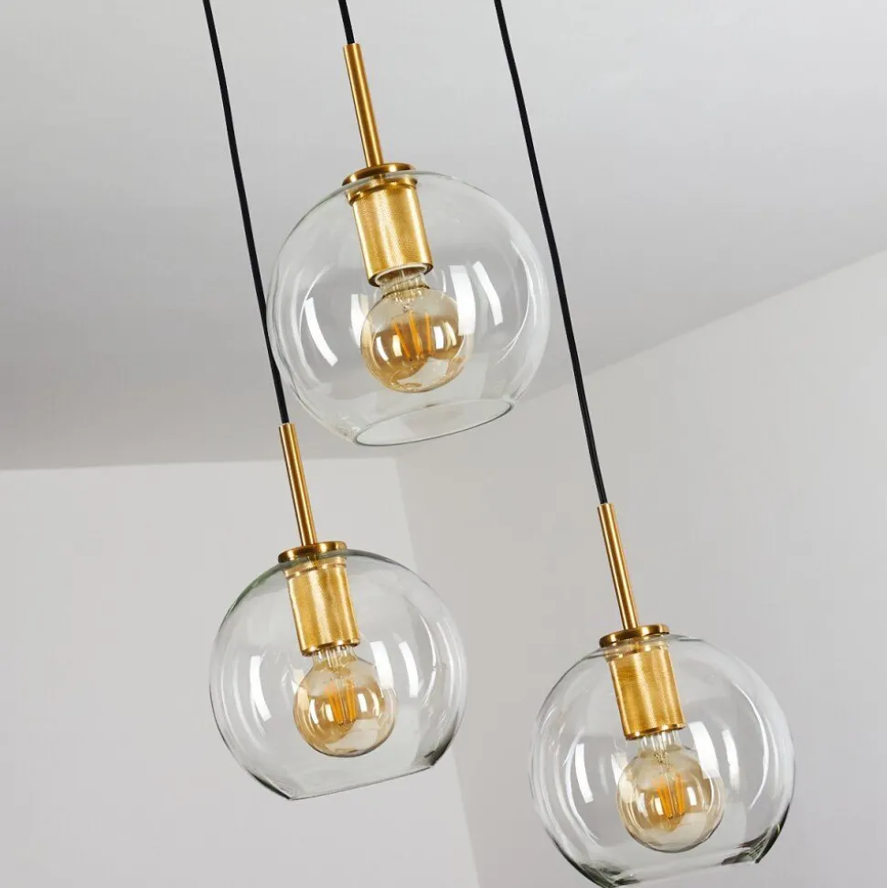 Suspension Karo Laiton, Noir, 3 Lumieres