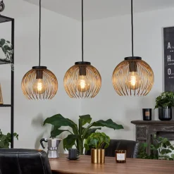 Suspension Keryvaland Noir, 3 Lumieres