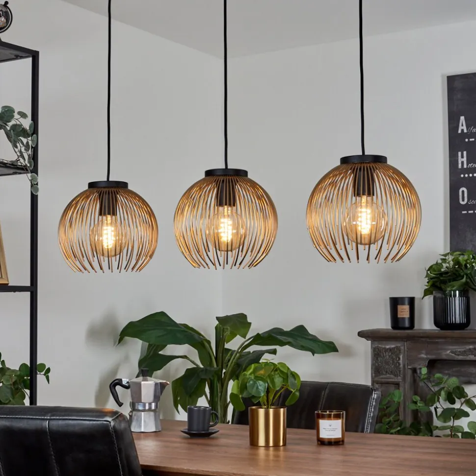 Suspension Keryvaland Noir, 3 Lumieres