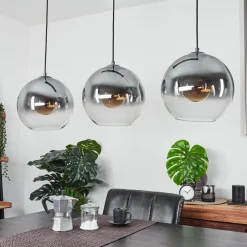 Suspension Leissigen Argent Oxyde, 3 Lumieres