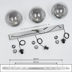 Suspension Leissigen Argent Oxyde, 3 Lumieres