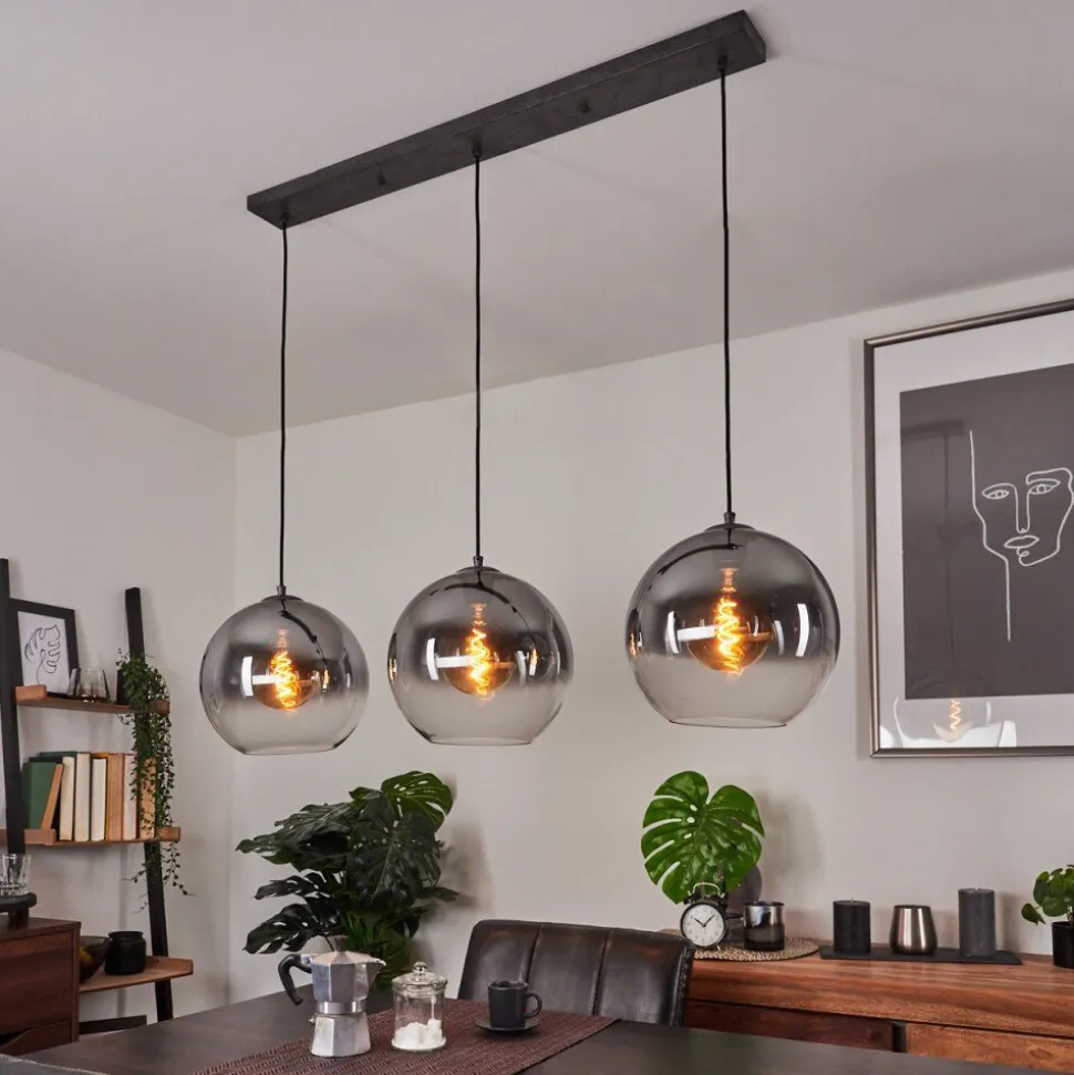 Suspension Leissigen Argent Oxyde, 3 Lumieres