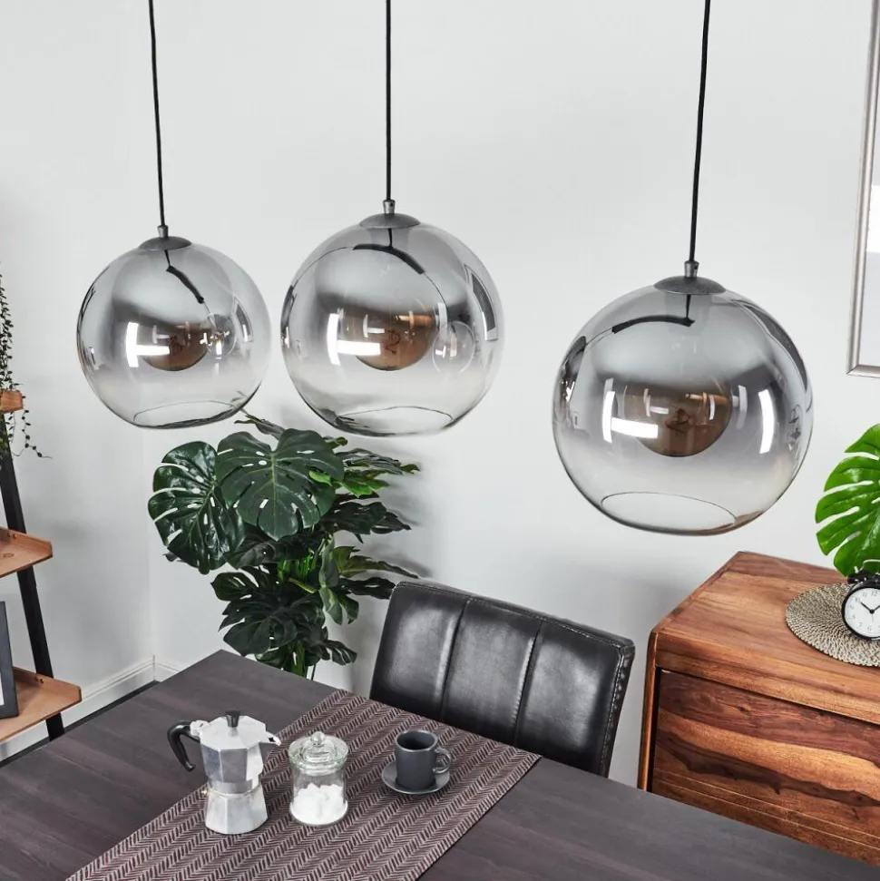 Suspension Leissigen Argent Oxyde, 3 Lumieres