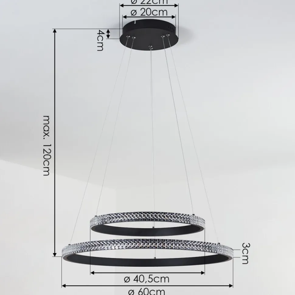 Suspension Melosa Led Noir, 1 Lumiere