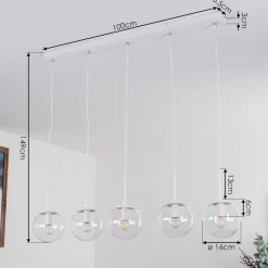 Suspension Mesas Blanc, 5 Lumieres