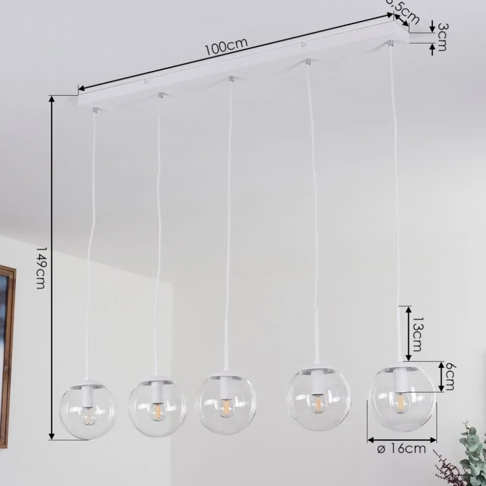 Suspension Mesas Blanc, 5 Lumieres