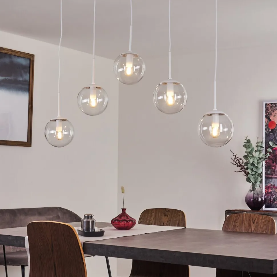 Suspension Mesas Blanc, 5 Lumieres