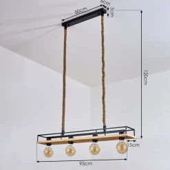 Suspension Nubani Ecru, Noir, 4 Lumieres
