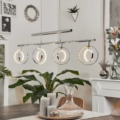 Suspension Ogoki Led Chrome, 4 Lumieres