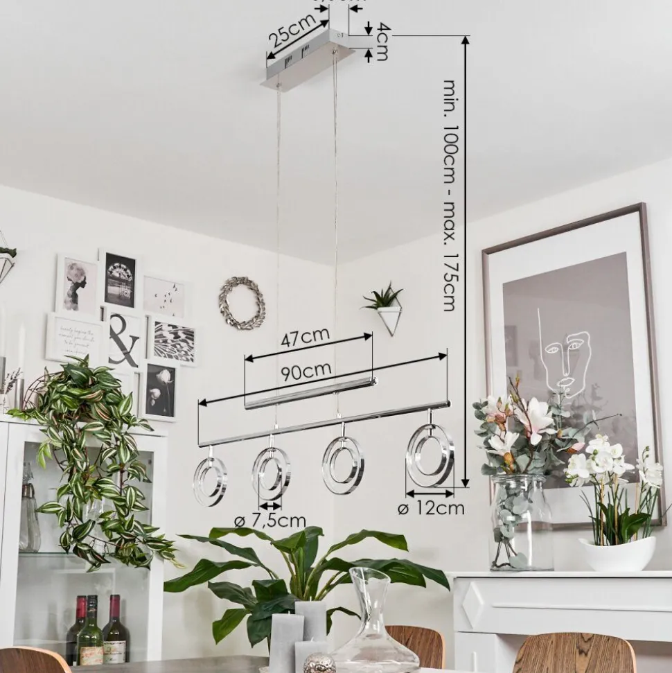 Suspension Ogoki Led Chrome, 4 Lumieres