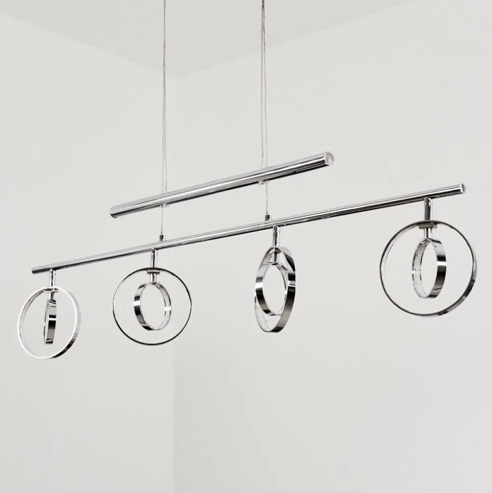 Suspension Ogoki Led Chrome, 4 Lumieres
