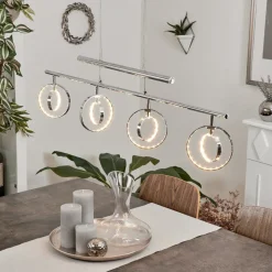 Suspension Ogoki Led Chrome, 4 Lumieres