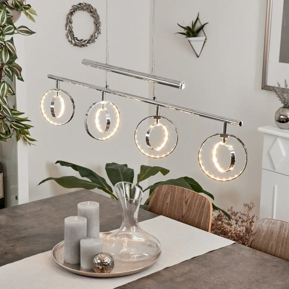 Suspension Ogoki Led Chrome, 4 Lumieres