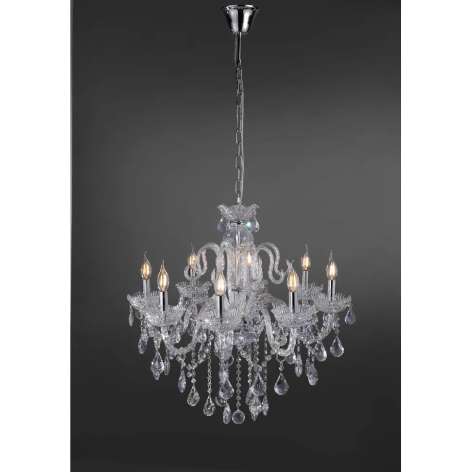 Suspension Paul Neuhaus Gracia Transparent, 8 Lumieres
