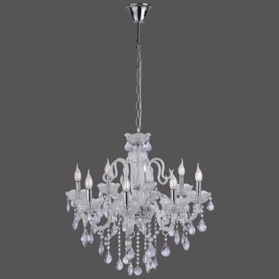 Suspension Paul Neuhaus Gracia Transparent, 8 Lumieres