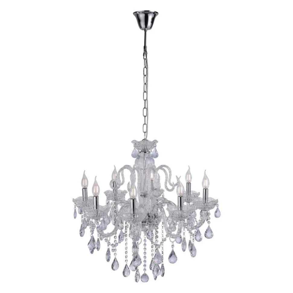 Suspension Paul Neuhaus Gracia Transparent, 8 Lumieres