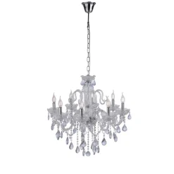 Suspension Paul Neuhaus Gracia Transparent, 8 Lumieres
