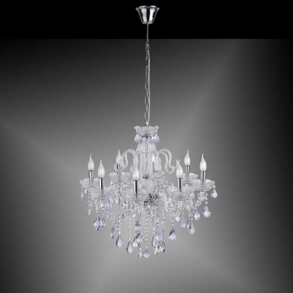 Suspension Paul Neuhaus Gracia Transparent, 8 Lumieres