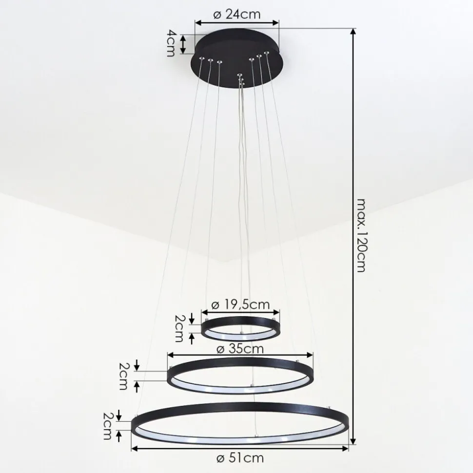 Suspension Preci Led Noir, 1 Lumiere