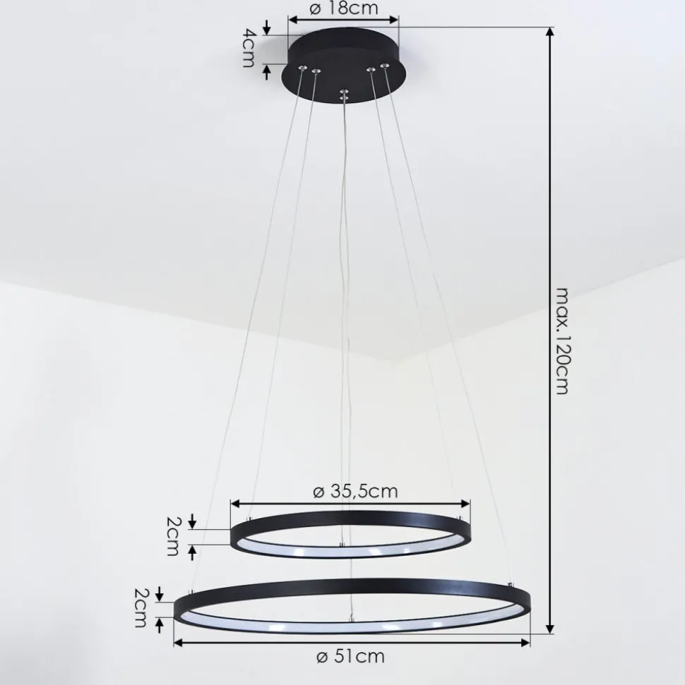 Suspension Preci Led Noir, 1 Lumiere