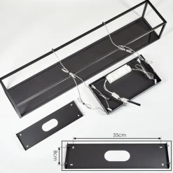 Suspension Ranquile Led Noir, 4 Lumieres, Telecommandes