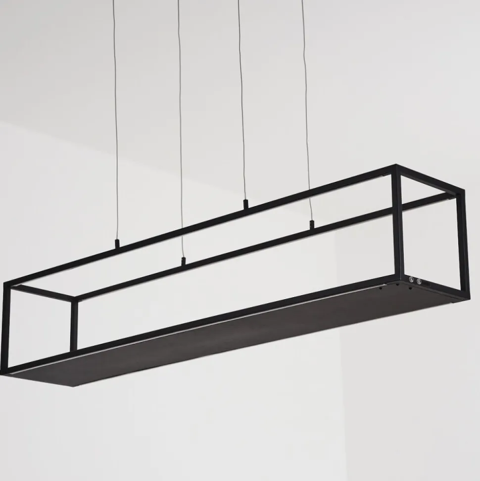Suspension Ranquile Led Noir, 4 Lumieres, Telecommandes