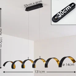 Suspension Rezat Led Noir Dore, 6 Lumieres