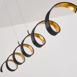 Suspension Rezat Led Noir Dore, 6 Lumieres
