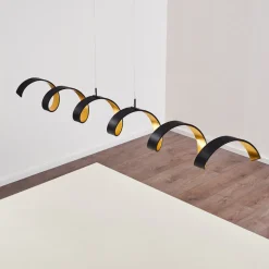 Suspension Rezat Led Noir Dore, 6 Lumieres