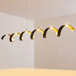 Suspension Rezat Led Noir Dore, 6 Lumieres