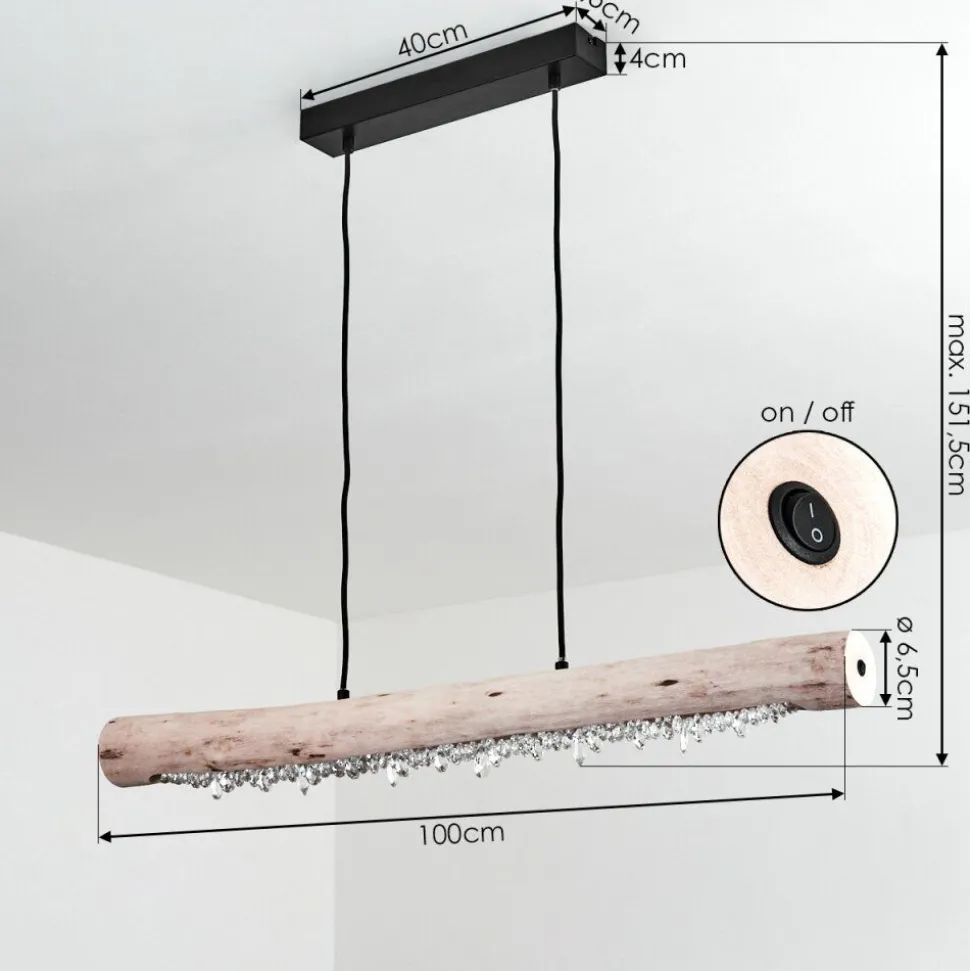 Suspension Rodeche Led Noir, 2 Lumieres
