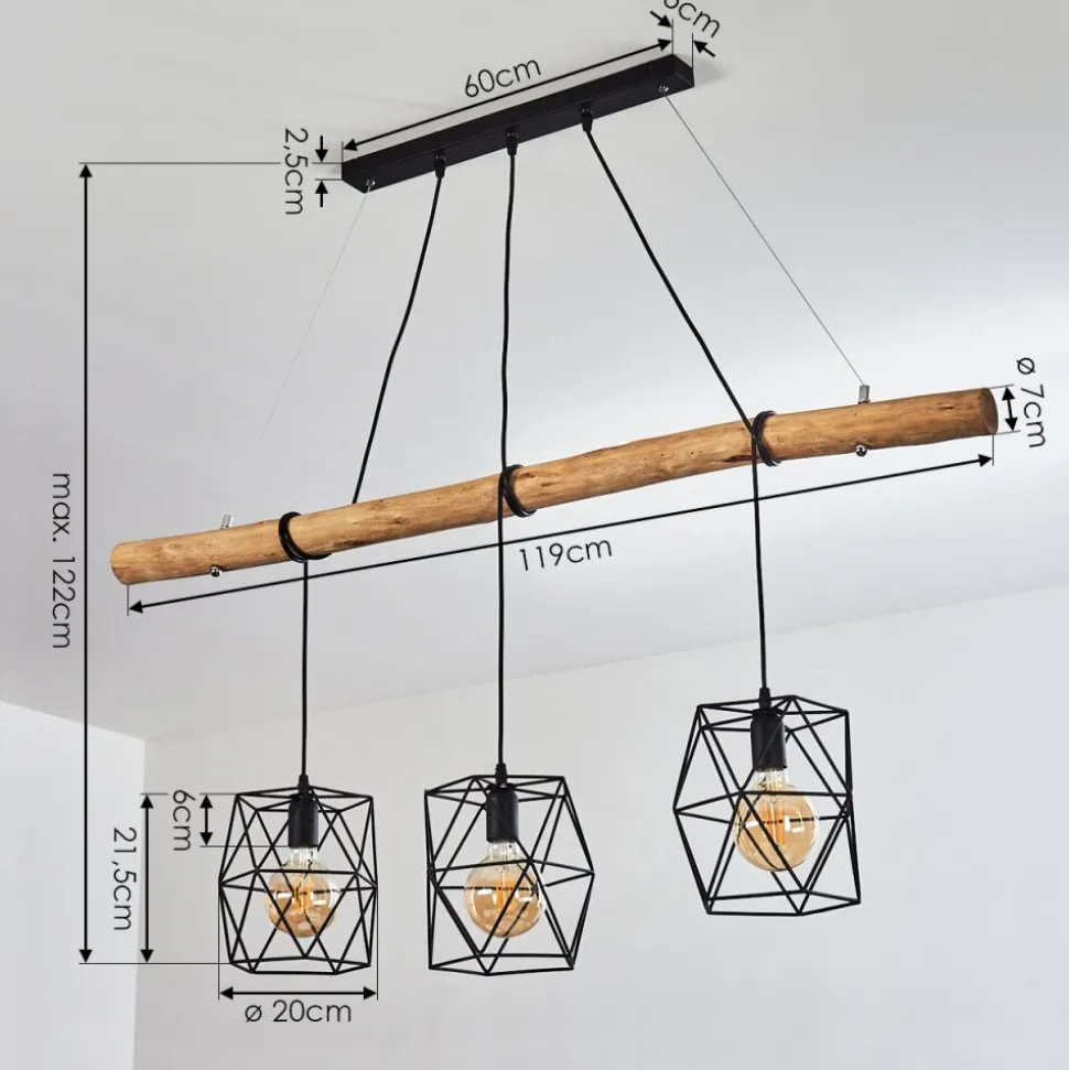 Suspension Seegaard Noir, 3 Lumieres