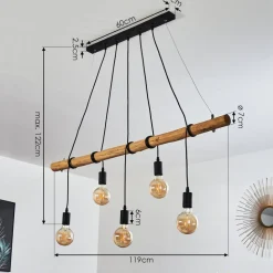 Suspension Seegaard Noir, 5 Lumieres