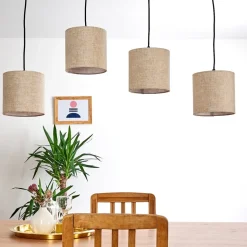 Suspension Shiburg Bois Clair, 4 Lumieres