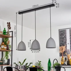 Suspension Stettler Noir, 3 Lumieres