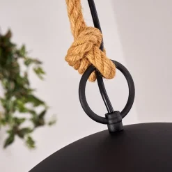 Suspension Teneru Bois Fonce, Noir, 2 Lumieres