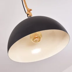 Suspension Teneru Bois Fonce, Noir, 2 Lumieres